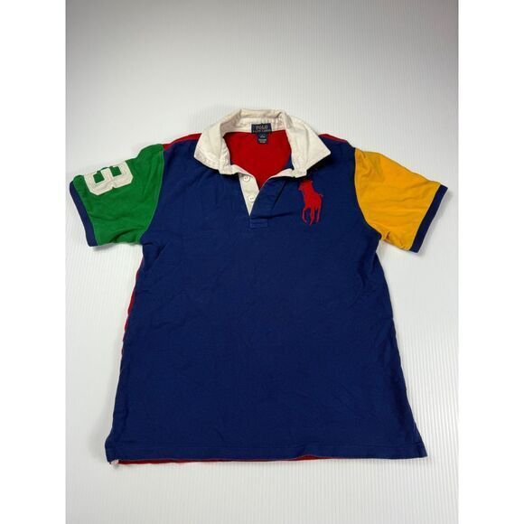 Polo Ralph Lauren Kids Color‎ Block Rugby Shirt Big Pony Logo Size L - Picture 1 of 8